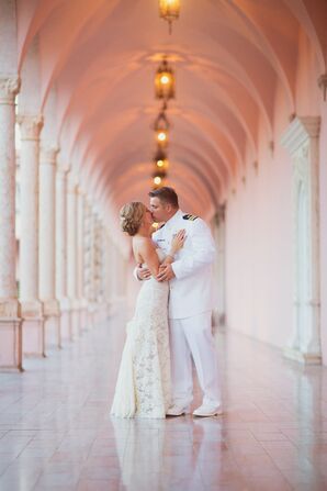 Kissing Couple Shot in Pink Archway