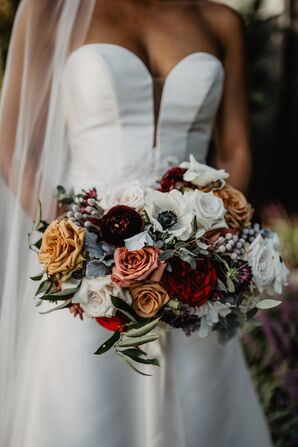 Dramatic Wedding Bouquet at the United States Naval Academy