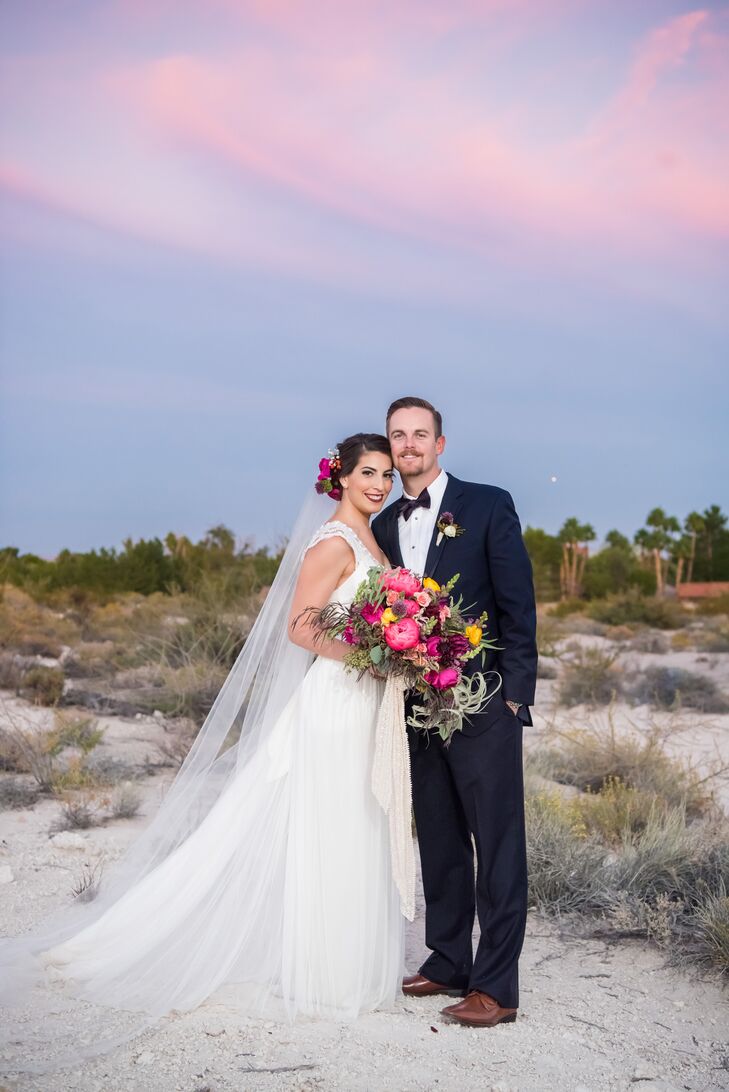 rn                    For their fall wedding, Las Vegas locals Jenna Hyams (27 and in advertising) and Brett Lusk (27 and in insurance) wanted to cele