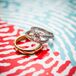 The couple opted for classic wedding rings, a simple polished gold band for Glenn and a diamond pavé band for Helen.