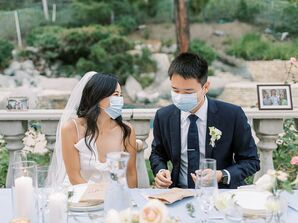 Couple Wearing Masks During Backyard Wedding