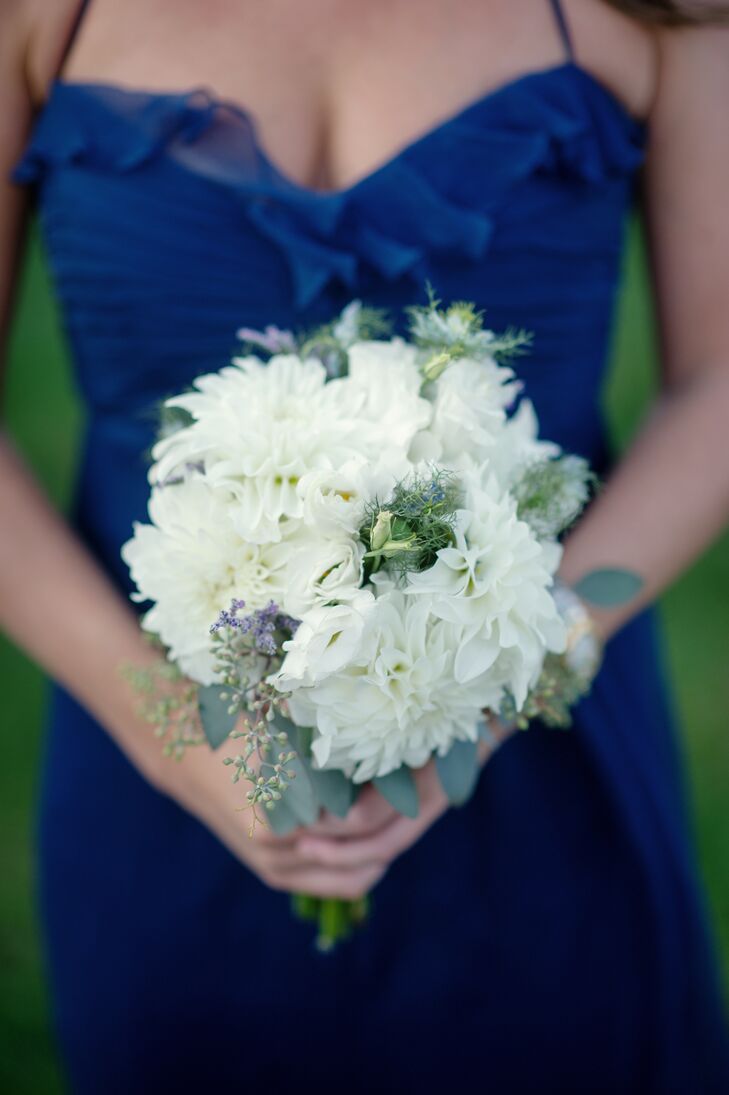 White Dahlia Bridesmaid Bouquet