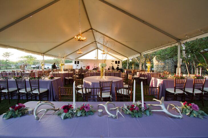 Purple Smoke Bengaline Linen Head Table with Antlers