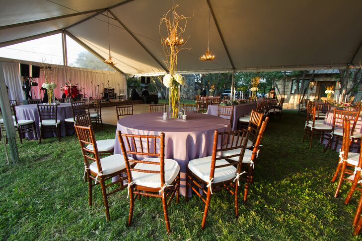 Purple Smoke Bengaline Linens with Mahogany Chiavari Chairs