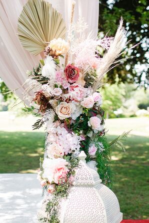 Roses and Dried Ruscus Decorating Mandap