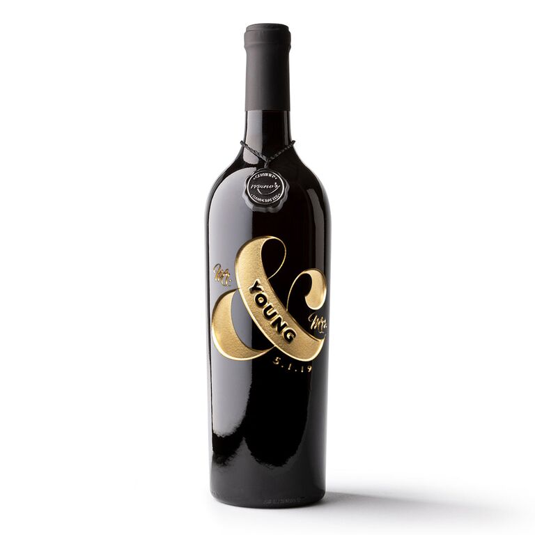 Custom Mr. and Mrs. engraved wine bottle. Gift for newlyweds 2023. 