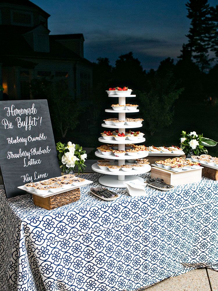 dessert bar with mini pies