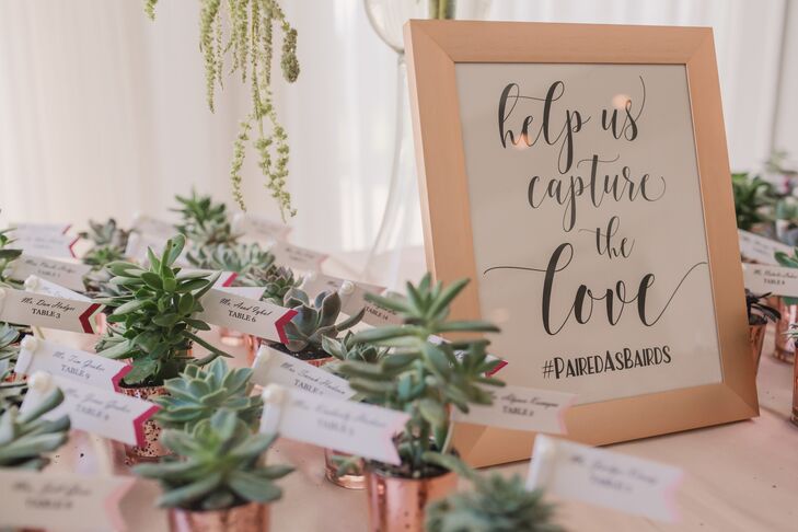 Succulent Wedding Favors in Rose Gold Pots