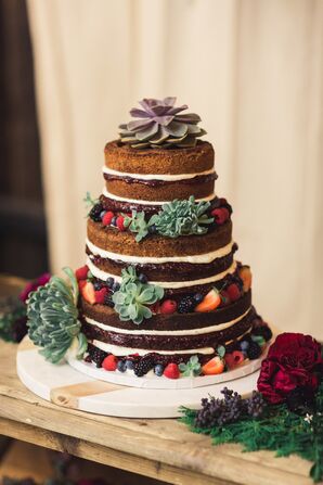 Wintry Naked Cake with Succulents at Terrain at Styers in Glen Mills, Pennsylvania