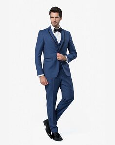 Menguin Blue Edge Notch Lapel Tuxedo Blue Tuxedo