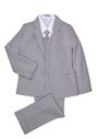Little Tuxedos "Mason" Kids Light Grey Suit (5-Piece Set) Flower Girl Dress and Ring Bearer Outfit - thumbnail - 2