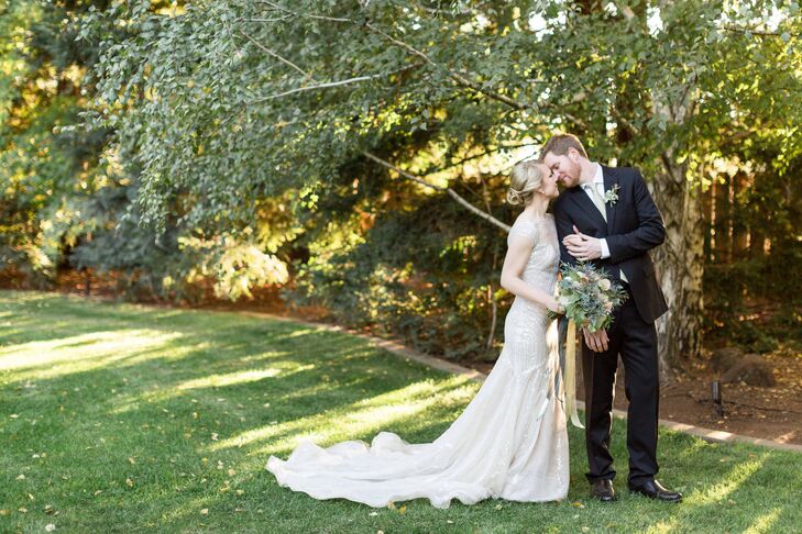 Acres and acres of grassland surrounded by foliage and redwood trees created an enchanted, private ambience for the already-intimate backyard wedding,