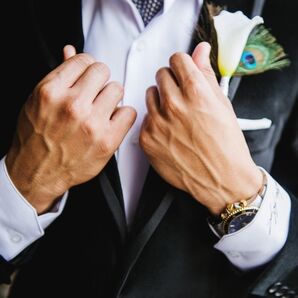 Peacock Feather Boutonniere
