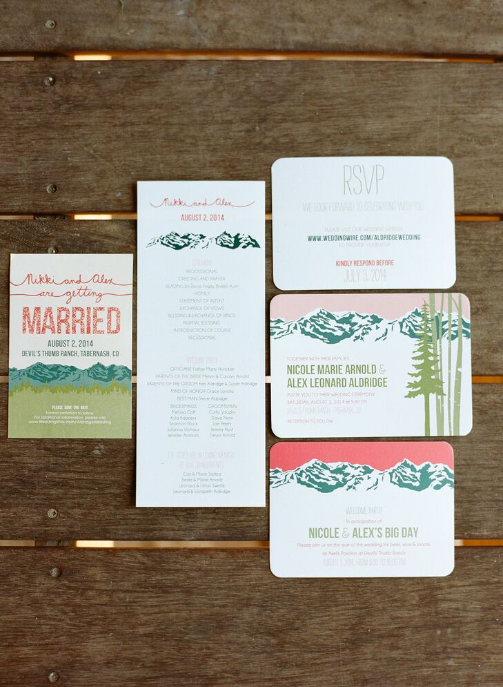 Nicole came across the graphic mountain range wedding invitations from Lexis Krieg's own wedding so much that she asked her to recreate them for her, with a few tweaks, of course!