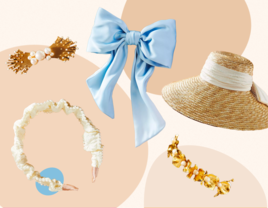 bridal hair accessores including bows, hats, headbands and hair pins