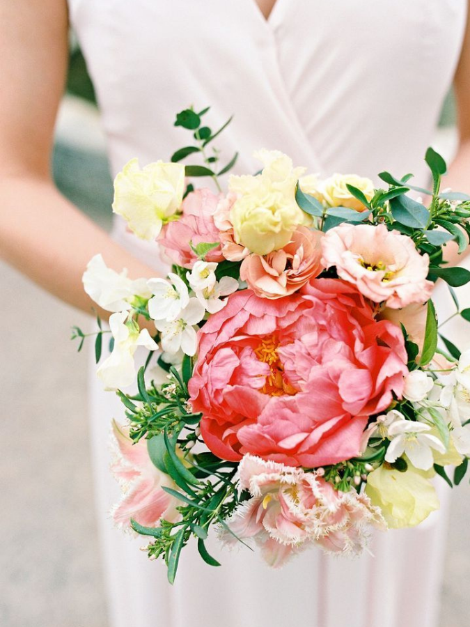 Bouquet with coral charm peony