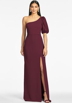 Sachin & Babi Nadia Gown - Deep Wine One Shoulder Bridesmaid Dress