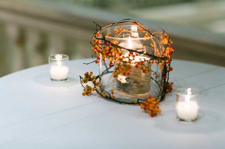 Birch-Wood Candle Centerpiece