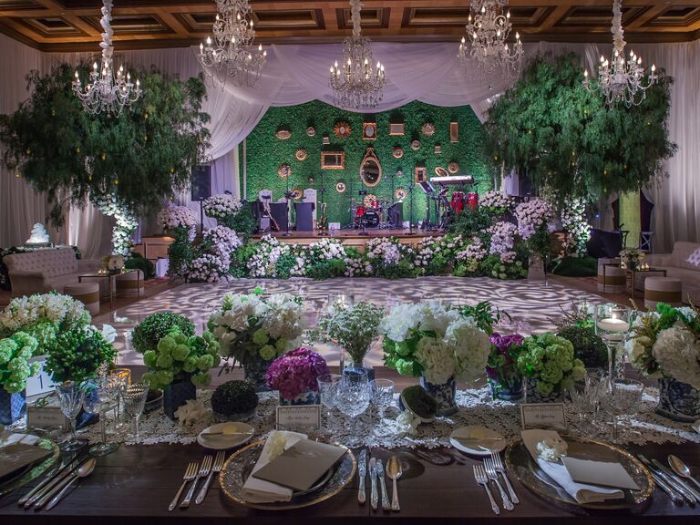 Flower box reception dance floor idea