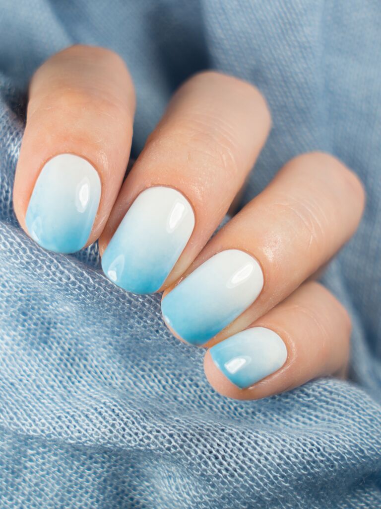 wedding nail ideas blue ombre manicure