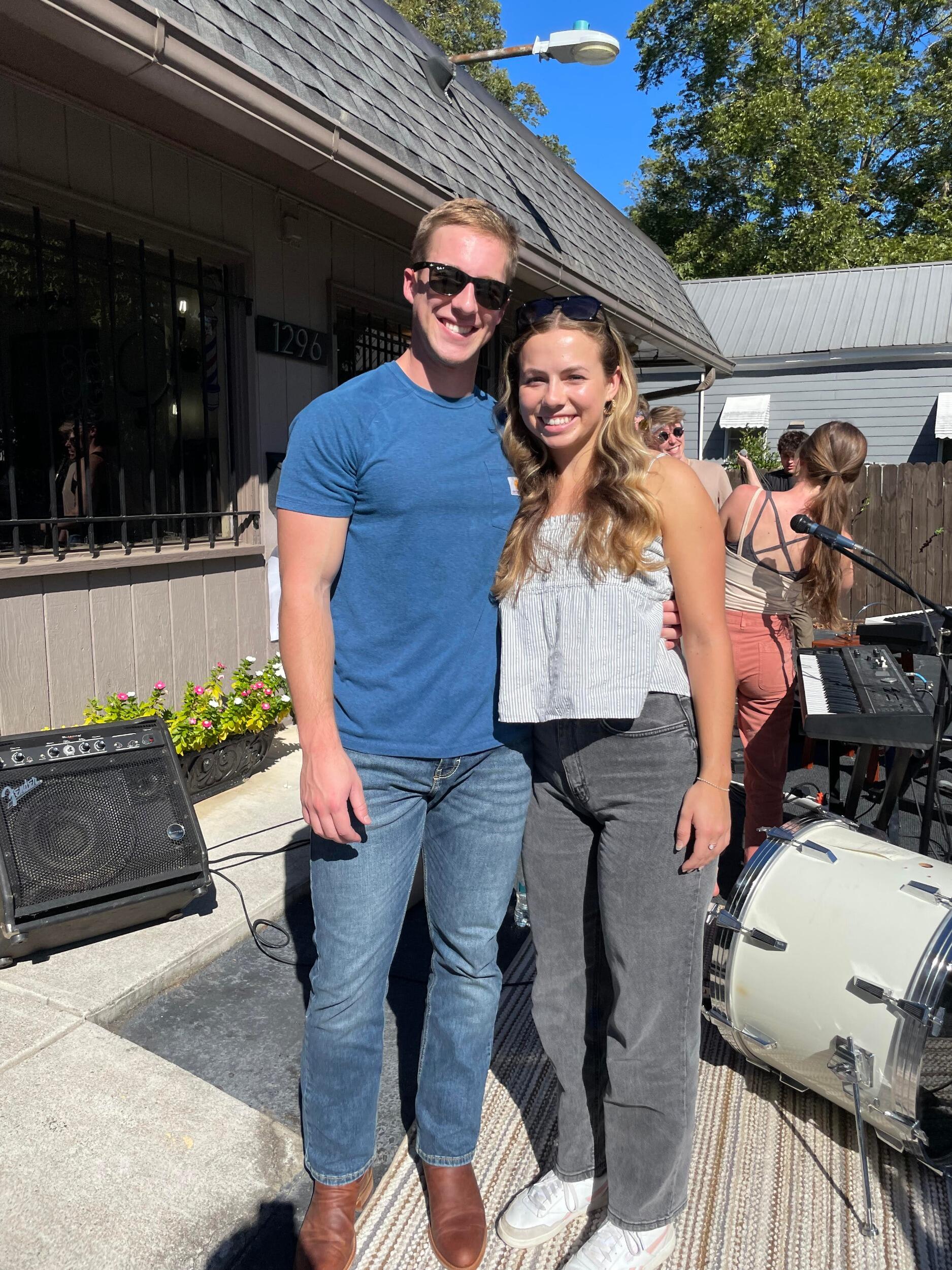 Ethan has spent many hours playing music for Sam and is constantly showing off for her. Sam is his biggest fan :)