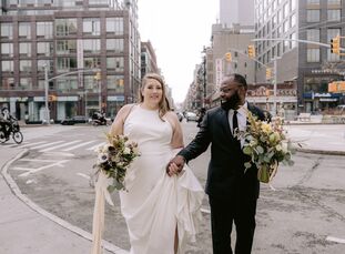 Emilie and Obinna had a completely virtual wedding at The Ludlow in New York City. Beyond their officiant, Emilie and Obinna were the only in-person a