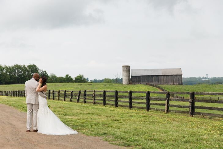 Kelsey's dress was both Southern and stunning. It had intricate lace details from the strapless sweetheart neckline down the bodice, and flared into a trumpet-style organza skirt with a chapel-length train.