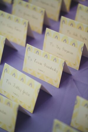 Yellow Ikat-Print Escort Cards
