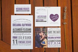 White, Purple and Gray Custom-Made Invitations