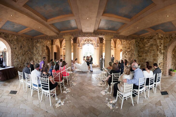 “Michael is a huge Star Wars fan, and I wanted to integrate this into our wedding without making it too cheesy,” says Lora. Star Wars theme songs were included in the bridal party’s processional as well as the couple’s recessional.
