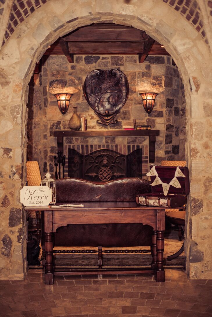 Vintage Card Table and Fireplace Backdrop