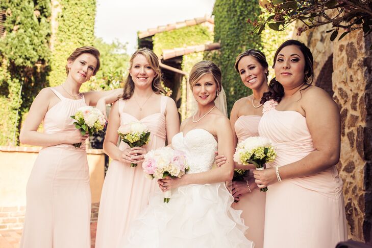 Different Style Blush David's Bridal Bridesmaid Dresses