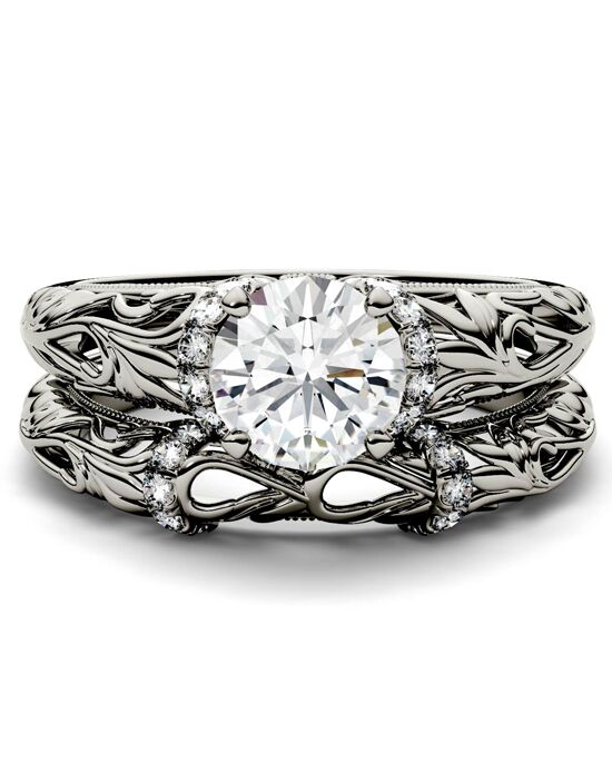Forever One Moissanite Unique Round Cut Engagement Ring - 1