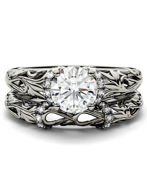 Forever One Moissanite Unique Round Cut Engagement Ring