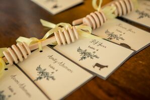 Wooden Honey Wand Escort Cards