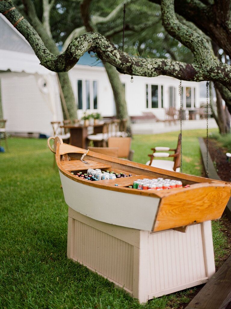 friends themed wedding boat bar