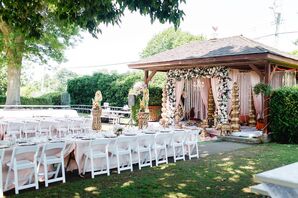 Hindu Wedding With Mandap and Gold Ganesh Statue