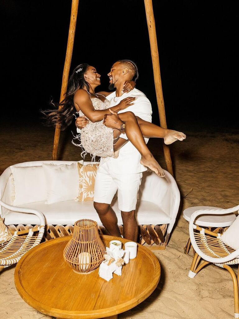Simone Biles and her husband at their rehearsal dinner