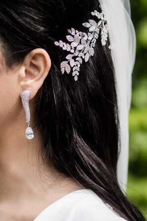 Sparkly Silver Hair Accessory and Dangling Earring