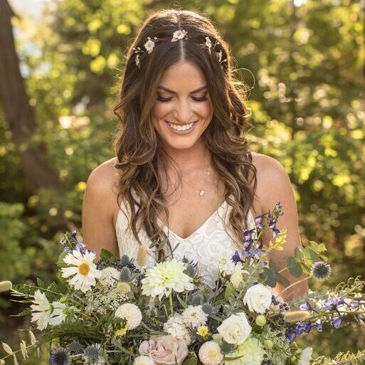 Bohemian bride with her hair and makeup done by Mooi Studio. 