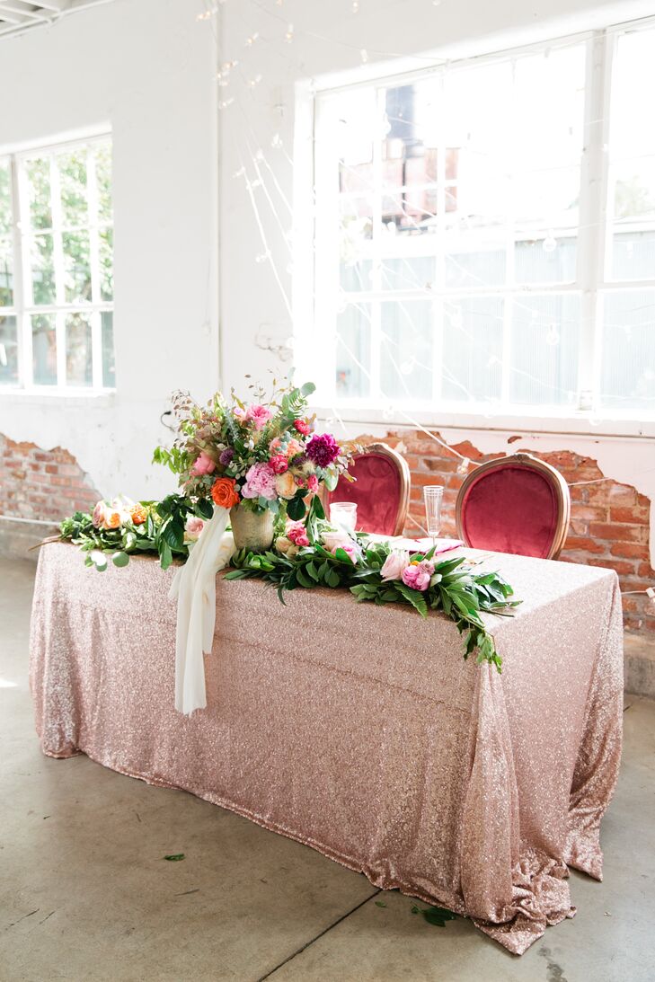 Glamorous Sequin-Studded Sweetheart Table