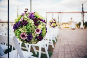 Green and Purple Pomander Aisle Decoration