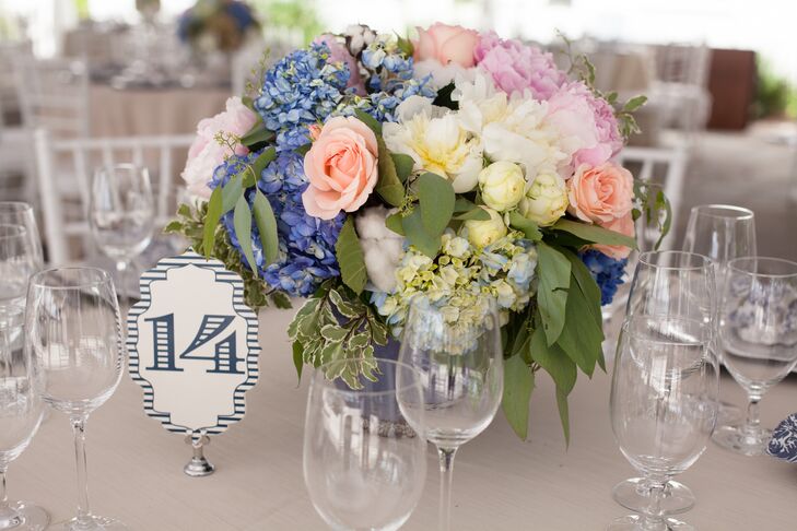 Bold fonts in navy and ivory gave the table numbers a vintage feel.