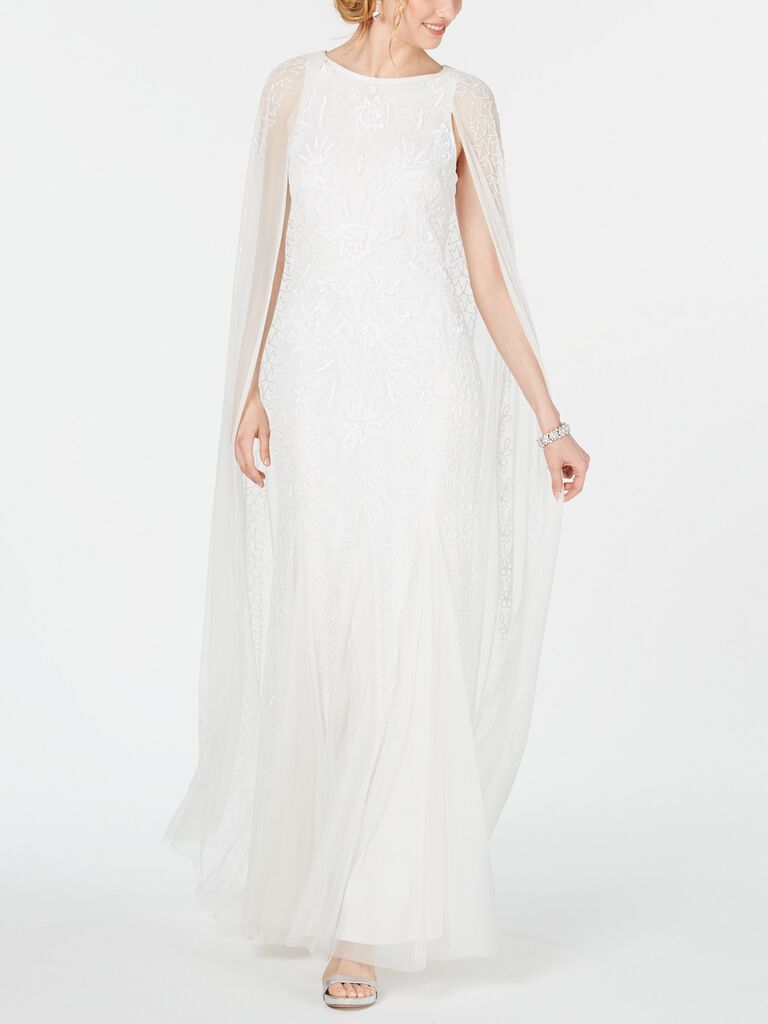 Adrianna Papell embellished cape gown