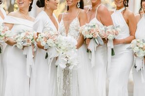 Bridesmaids in White Dresses for Philadelphia Wedding