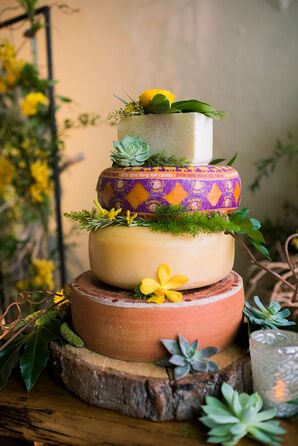 Eclectic Tiered Cheese Cake with Succulents
