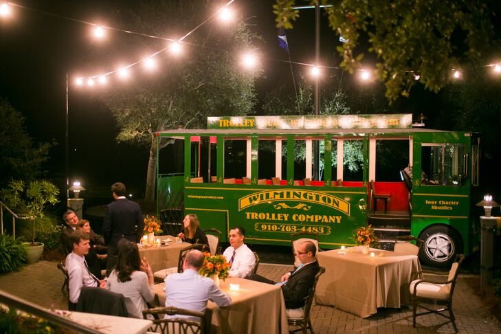 After the dinner reception at the Figure 8 Island Yacht Club, they hopped on a trolley from Wilmington Trolley Company.