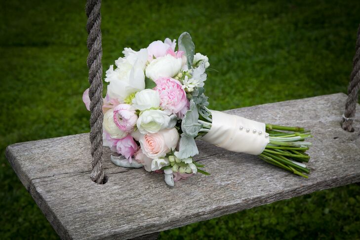 Blush Peony and Dusty Miller Bridal Bouquet