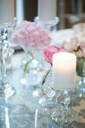Romantic Candle and Flower Table Decor