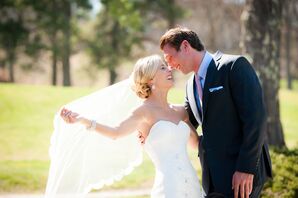 Bride and Groom Smile at the Willowbend Country Club